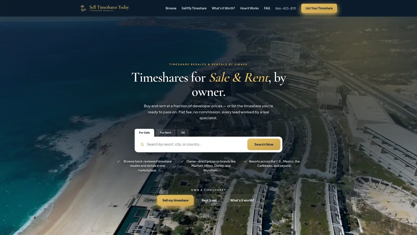 Sell Timeshares Today website built by Nexvato