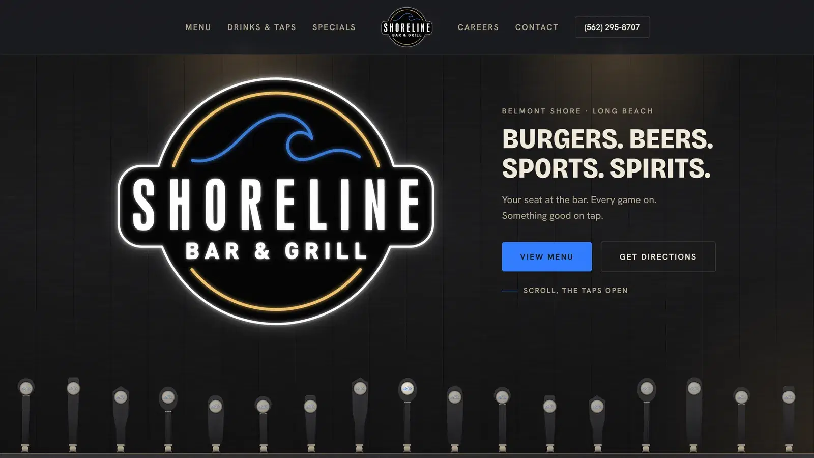 Shoreline Bar & Grill website built by Nexvato