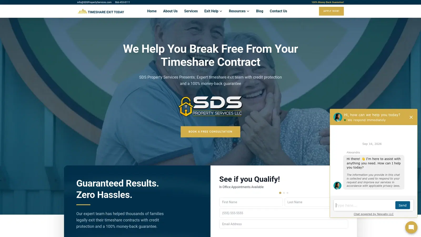 Timeshare Exit Today website built by Nexvato